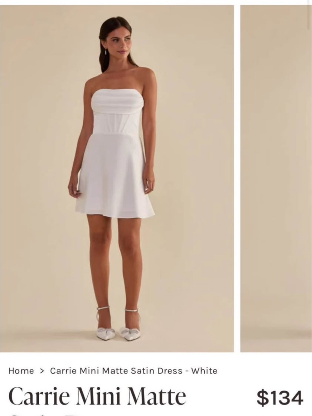 Birdy Grey Carrie Mini Matte Satin Dress - White